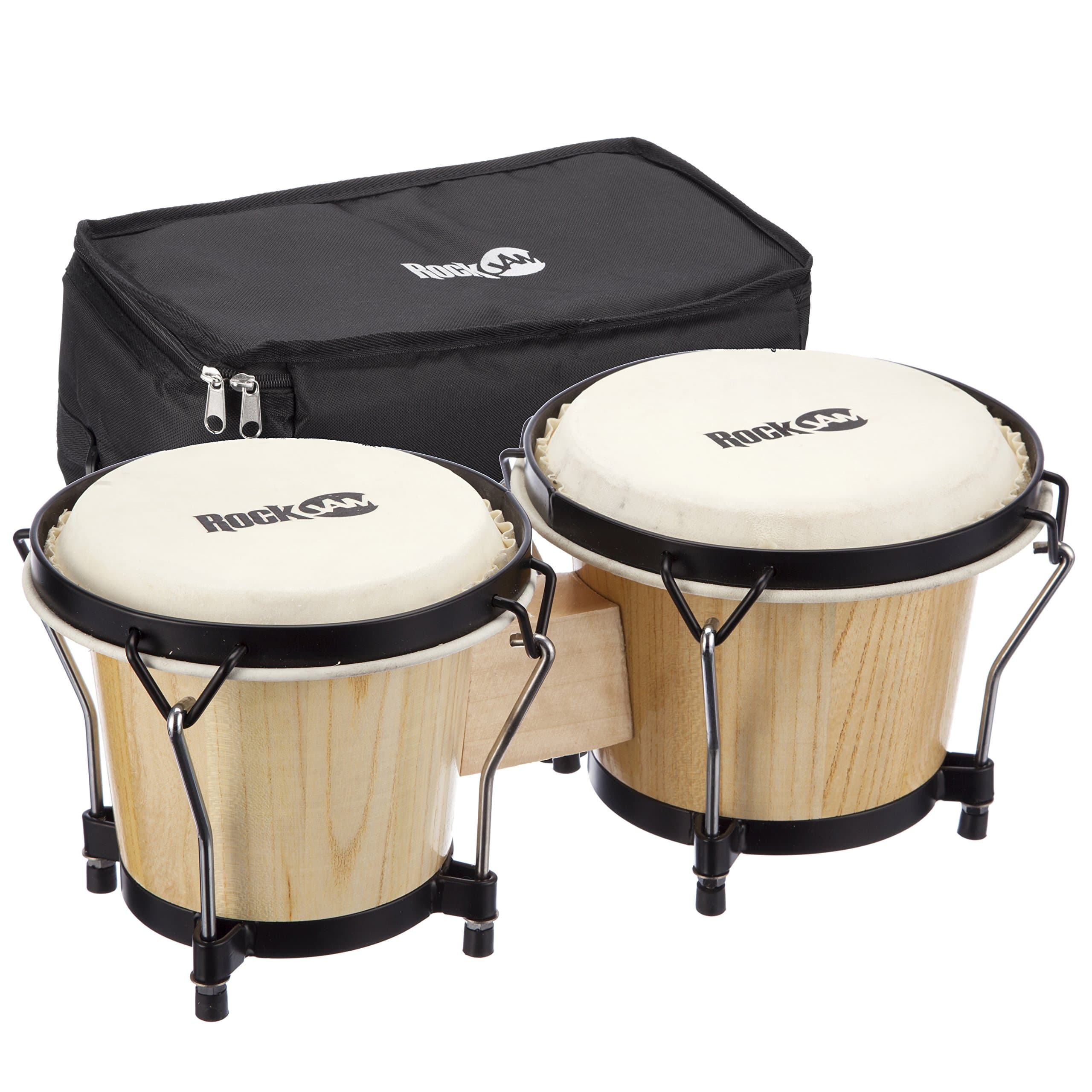 RockJam 7" and 8" Bongo Drum Set with Padded Bag and Tuning Key