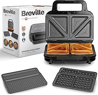 – 3-in-1 Ultimate Snack Maker | Deep Fill Toastie Maker, Waffle Maker & Panini Press | Removable Non-Stick Plates | Black & Stainless Steel [VST098] | UK Plug