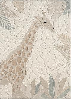 Town & Country Play Jungle Giraffe Kids Area Rug, Soft & Plush, Calming, Bedroom Rug, Nursery Decor, Playroom & Classroom Rugs, Beige/Multi, 7'10"x10’2”