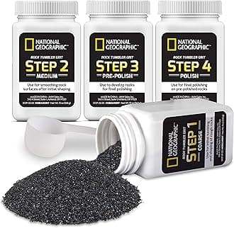 NATIONAL GEOGRAPHIC Rock Tumbler Grit and Polish Refill Kit - Tumbling Grit Media, Polish Up to 20 lbs. of Rocks, Works with any Rock Polisher & Tumbler Supplies