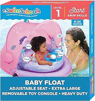 Infant Baby Pool Floats, Free Swimming, Super Buoyant – Ages 6-24 Months – Multiple Colors/Styles – Adjustable Canopies and Seats, Splash & Play Baby Floaties