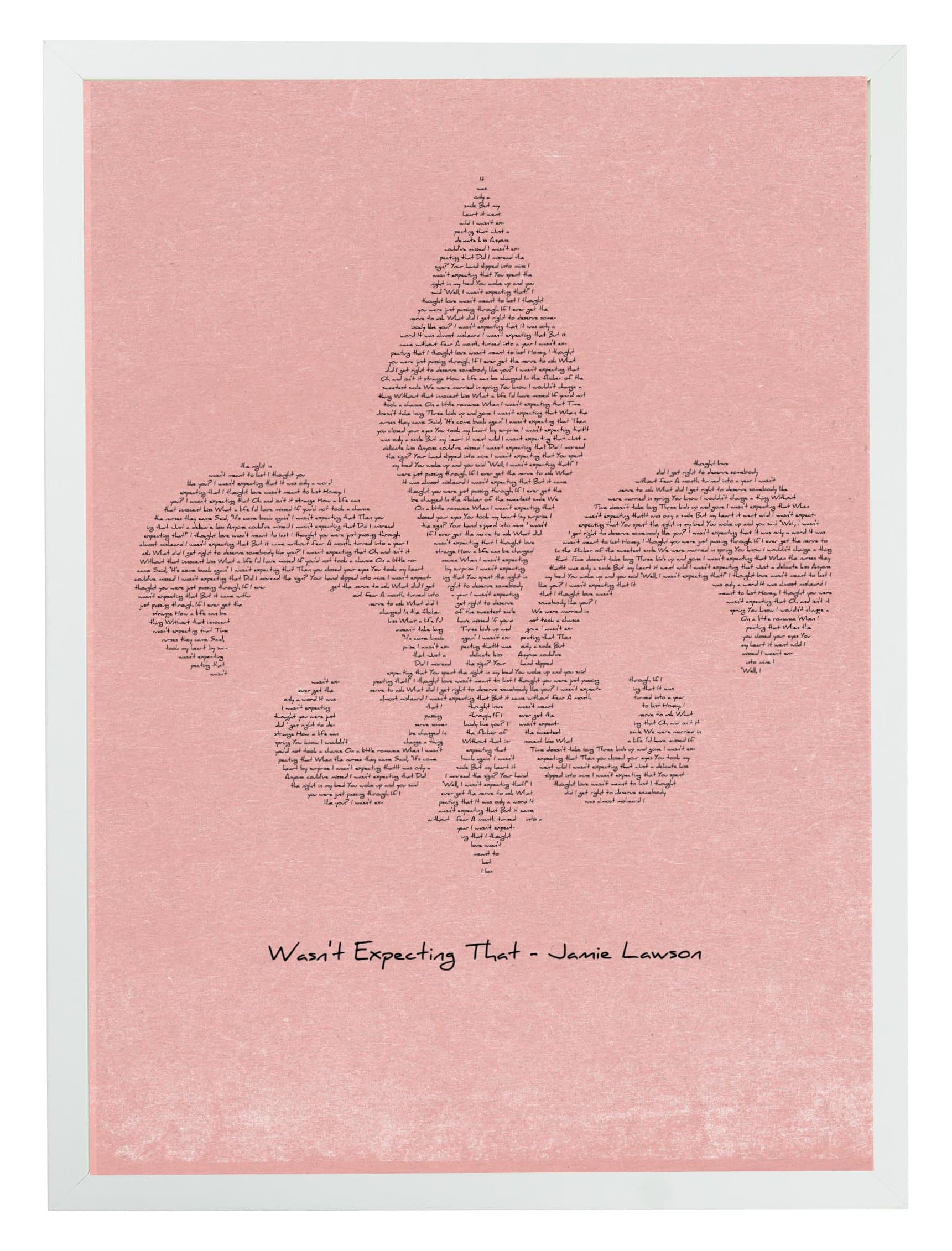 MixPixie Typographic Lyrics Print-Wasn't Expecting That Jamie Lawson, Fleur De Lis (Red), Paper, 42 x 29.7 x 0.1 cm