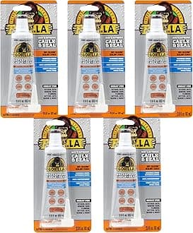 Waterproof Caulk & Seal100% Silicone Sealant, 2.8oz Squeeze Tube, Clear (Pack of 5)