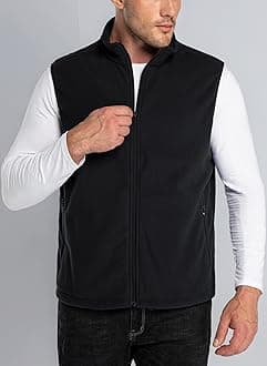33,000ft Men's Fleece Gilets Lightweight Sleeveless Jacket Vest Windproof Bodywarmer Outerwear Golf Gilet With Zip Pockets for Hiking Cycling Running