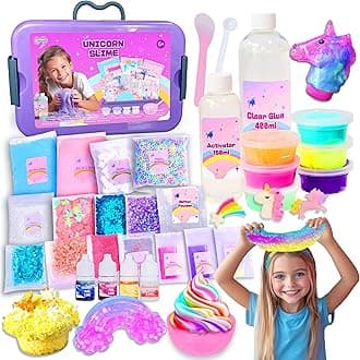Unicorn Slime Making Kit for Girls - DIY Fluffy Slime Creation Kit with Super Birthday Party Favors