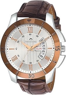 Analog Men's Watch (Silver Dial Brown Colored Strap)