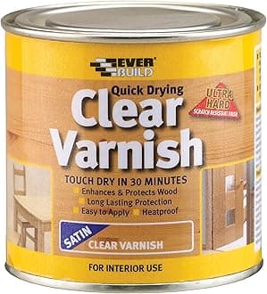 Everbuild Quick Dry Wood Varnish Satin Clear 250ml EVBWVARCLS02