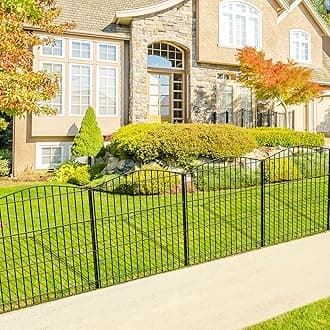 INJOPEXI Decorative Garden Fence - 6 Panels, 11.8ft L x 24in H, Rustproof Wire, Animal Barrier for Outdoor Patio & Backyard