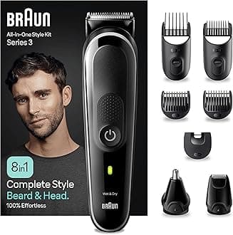 Braun MGK3440 Series 3 All-in-One Trimmer 8-in-1 Kit for Beard, Hair & Other Areas