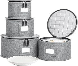 storageLAB China Storage Containers, Containers for Organizing, Hard Shell Case, Felt Plate Dividers, Moving Supplies, Storage Box, Wine, Dishes, Glasses Storage, Charger Plates Storage Containers