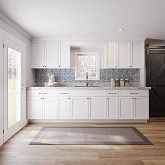 Quicklock RTA Cabinets | Kitchen Starter Sets | Office Kitchenette | Small Home Kitchenette | Apartment Kitchen (Pure White, 10 Foot)