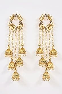 Shining Diva Fashion Gold Plated Stylish Pearl Jhumka Jhumki Traditional Earrings for Women and Girls (Golden) (8630er)
