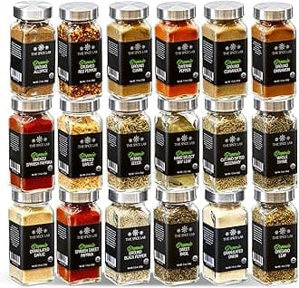 Complete Organic Spices and Seasonings Set - 18 Jar Spice Kit Variety Pack - Complete Starter Set Great BBQ, Grilling and Gift Sets - Ultimate Culinary Cooking Spices Set