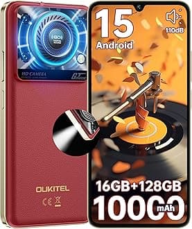 OUKITEL C60 Unlocked Android Phones - Android 15 10000 mAh Battery 16GB +128GB/1TB TF 110dB Speaker Cell Phone, 6.88”HD+ Display 13MP Camera Smartphone, 120LM Flashlight/Fingerprint/4G Dual SIM/OTG