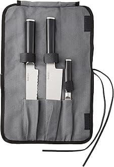 Babish Cutlery Set w/Knife Roll German Steel, 4-Piece, Stainless Steel