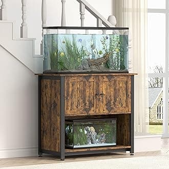 Tatub 40-50 Gallon Fish Tank Stand with Cabinet, Metal Aquarium Stand for Accessories Storage, Reptile Tank Turtle Terrariums Table Bearable 1000LBS, Accommodates 2 Aquariums