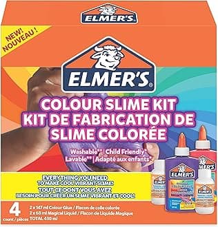 Colour Slime Kit | Slime Supplies Include Washable Colour PVA Glue | Assorted Colours | with Magical Liquid Slime Activator | 4 Piece Kit