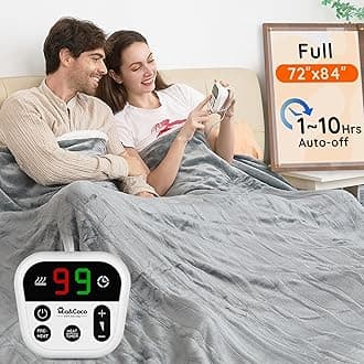Mia&Coco Heated Blanket Full Size -72"x84" Flannel Electric Blanket,10 Heat Levels, 10-Hour Auto-Off,Fast Heating,Overheat Protection,Machine Washable, Soft Heating Blanket for Home and Office (Gray)