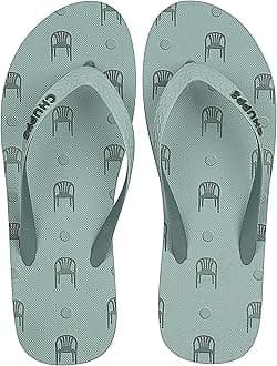 CHUPPS Men's/Boys Natural Rubber Flip Flops Slippers, INDIAN IMPRESSIONS DESIGNS, Comfortable & Ultra-Light, Dual Colored Straps, Non-Slip & Long Lasting Digital Prints - Harbor Gray(7UK)