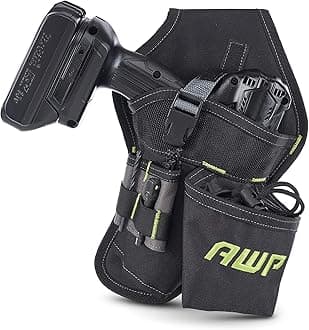 AWP Electrician Tool Pouch, Premium Professional Multi-Pocket Utility Bag Organizer, Durable Leather Work Pouch for Men’s Tool Belts and Construction Jobs, 1LC-412-RL-3