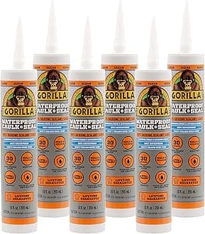 GorillaWaterproof Caulk & Seal 100% Silicone Sealant; Clear; 10oz Cartridge (Pack of 6)