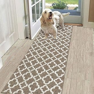 SHACOS Entrance Runner/Mat Non-Slip Door Mat Runner Non Shedding Kitchen Carpet Machine Washable Floor Mat for Hallway Entrance Bedroom Laundry Room Brown 50 x 150 cm