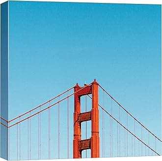 wall26 Canvas Print Wall Art View of Golden Gate Bridge in San Francisco Architecture & Maps Cities Photography Realism Chic Scenic Colorful Multicolor for Living Room, Bedroom, Office - 24"x24"