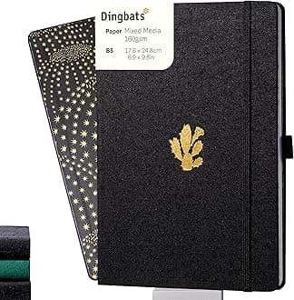 Dingbats* Pro Plain Large B5 Notebook - Black Textile Cover, Thread-Bound Writing Journal - for Work, Travel - Pocket, Elastic Closure, Bookmark