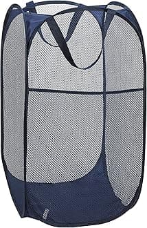 Handy LaundryCollapsible Mesh Foldable Hamper 14" x 14' x 24" Navy Blue