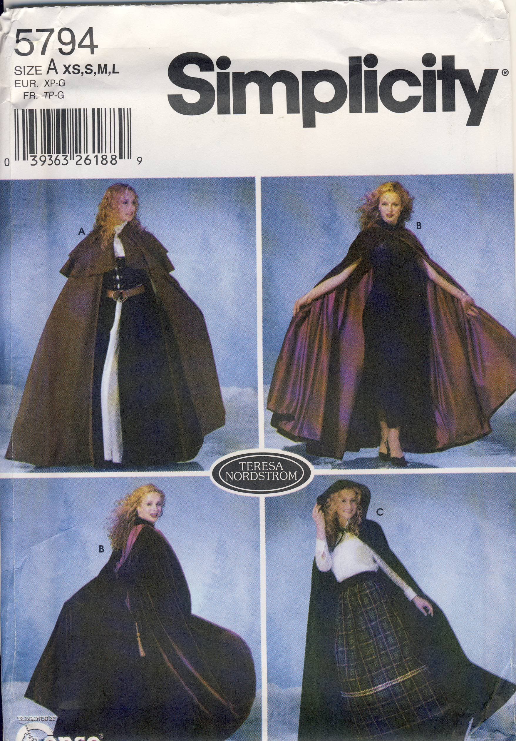 Simplicity Sewing Pattern 5794 - Use to Make - Misses Capes 3 Styles - Sizes XS to L