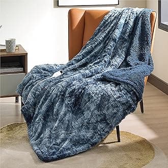Bedsure Electric Blanket Twin - Faux Fur Sherpa Heated Blanket, Fast Heating Blanket with 6 Heating Levels & 10 Timer Settings, Giftable Heated Blanket Twin (62x84 inches, Navy)