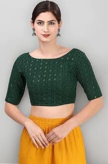 Traditional Cotton Fabric Blouse for Women | Elbow Length Sleeves | Wedding & Festival wear | Comfortable & Trendy Ethnic Wear | Readymade Blouse for Saree & Lehenga