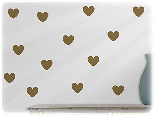 wallfactory - wall decal - 24 practical Hearts in gold