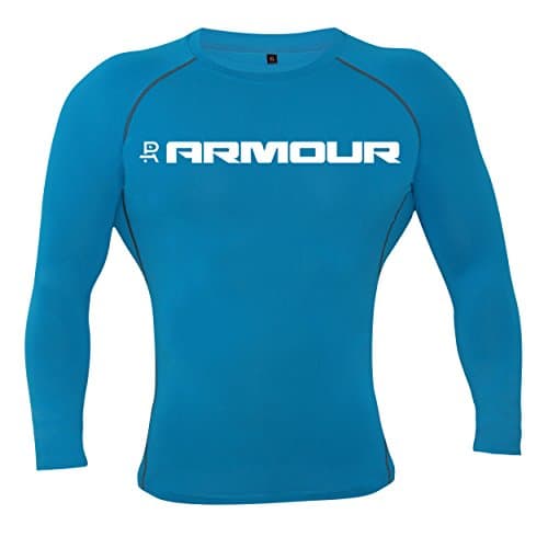 Raw Armour unisex long sleeve running & exercise compression base layer top (Blue, Small)