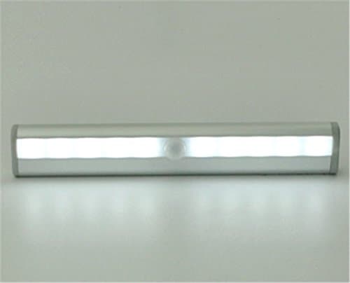 Hollwald Night Light Rechargeable Motion Sensor Light Human Body Induction Lamp Strip Shaped LED Bulb Stick-anywhere for Cabinet with ON/OFF/AUTO Mode Wardrobe Closet Stairs Kitchen Hallway Bathroom Bedroom Nursery 10-LED Portable Automatic Sensitive Wall Night Light Bar Aluminum shell with Magnetic Strip Stick-on Anywhere (sliver)