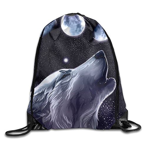 Doormat bag Moon Wolf Head Portable Sack Bag, Drawstring Backpack, Sport Bag, Drawstring Bag For Men Women, Sport, Travel, Home, Gym, Outdoor, Activity (16.9 14.2 Inch)