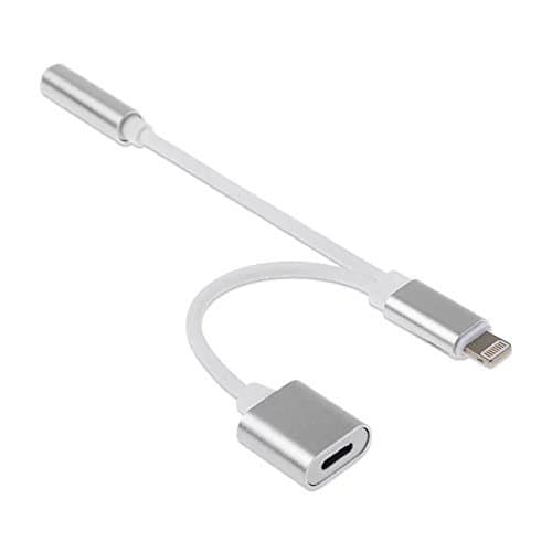 Lightning to 3.5mm Audio Adapter for iPhone 7 and iPhone7 Plus (with Lightning Port Charging + 3.5 mm Port),Listen to Music with Favorite Headphone and Charge Your iPhone7 At the Same time(Silver)