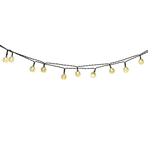 OPOW Solar Outdoor String Lights 19.7 ft 30 LED Warm White Crystal Ball Christmas Globe Lights for Garden Path, Party, Bedroom Decoration