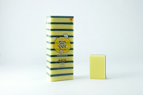 Antibacterial Two folded High Elastic Sponge Scrubber, Durable, Green, 10 Pieces, Large Size: 150x90x30mm