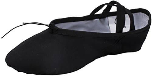 Cpdance Canvas Split Sole Practice Ballet Dancing Shoes Ballet Slipper Yoga Shoes for Children and Adults (US1/UK13.5/EUR32=8.26"=21CM, Black)