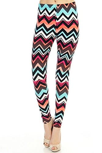 Elegant4U Junior's Printed Soft Pastel Chevron Pattern Leggings