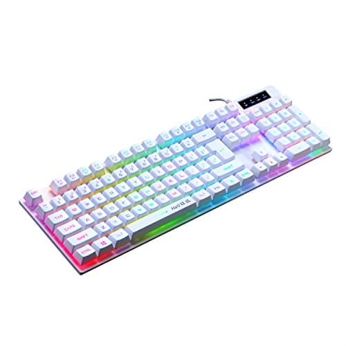 W&Q LED Backlit Wired USB Mechanical Gaming Keyboard with Multi-color LED Illuminated Gaming Computer Keyboard White