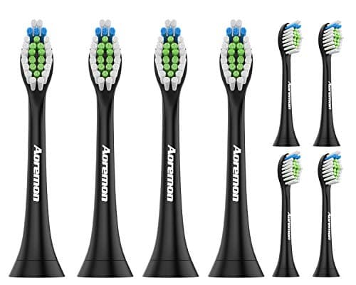 Aoremon Replacement Brush Heads Compatible with Philips Sonicare with Caps,Black 8 Pack - Fit Sonicare DiamondClean, HealthyWhite, FlexCare, EasyClean, Essence + Electric Toothbrush