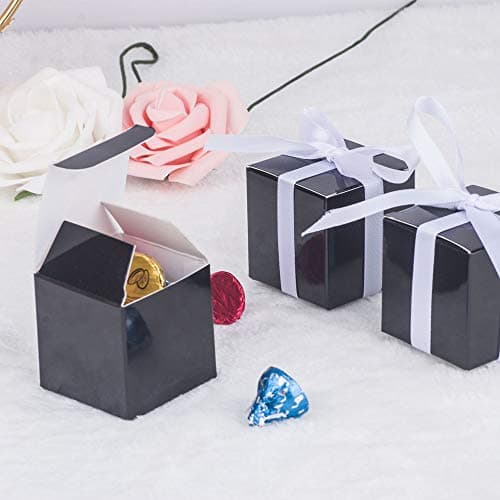 We Moment Black Candy Box 2 x 2 x 2 inch,Small Square Paper Party Favor Box,for Party Supplies Decorations,Pack of 50