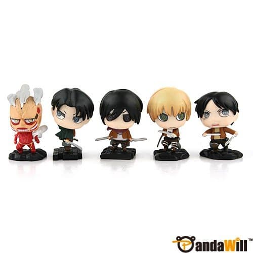 5Pcs Q Version Attack on Titan PVC Figure Toy
