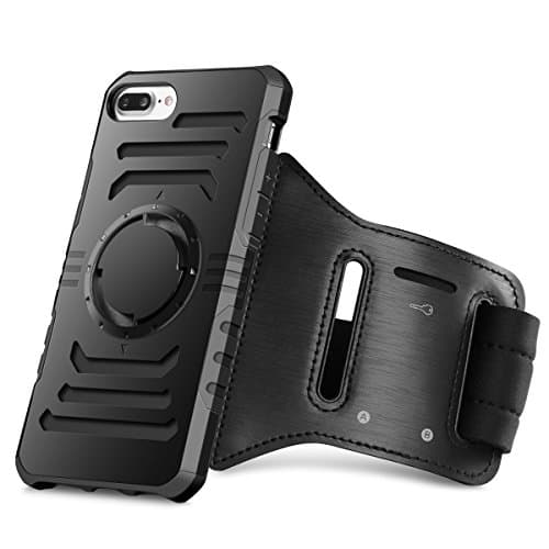 Running Armband, Ecoconut iPhone 7 Plus, 6 Plus, 6s Plus Case Workout Armband Anti-Shock Cover Protective Hard Shell Gym Outdoor Exercise Sports Armband for iPhone 7 Plus 6S Plus 6 Plus (Black)