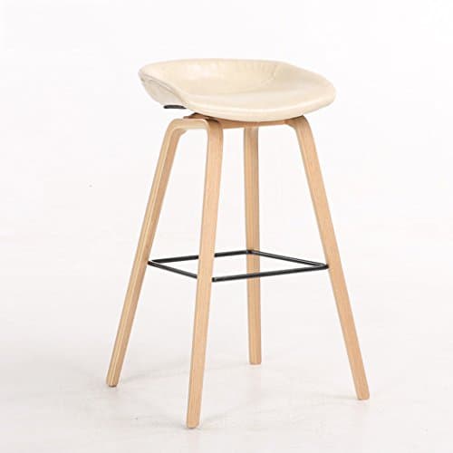 Yingui Handcrafted Barstool, Solid Mango Wood Traditional Stool, 100% Solid Oak Shade, 75cm High (Color : Beige)