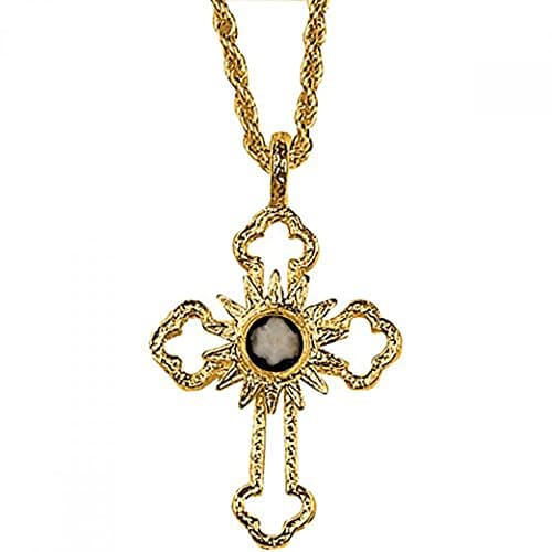 Nativity Stone Cross Large Gold Tone