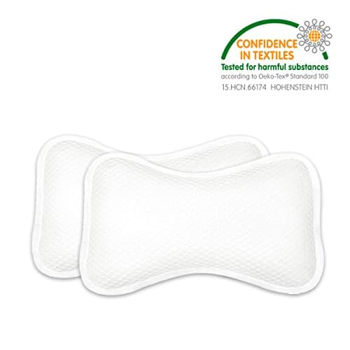 2 Pcs Neck Support Relaxation Bath Pillow, Ergonomic Design Non-Slip Bathtub Pillow with Suction Cups, 3D Mesh Filling for Comfortable Bathing Experience - Small - White