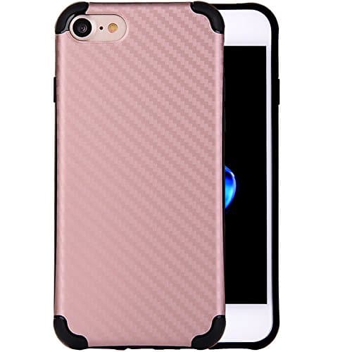 iPhone 7 Case, SRS DIGICH Ultra Thin Anti-Slip Grip Carbon Fiber Pattern Skin with TPU Shockproof Corner and Anti-Fingerprints Cover Case for Apple iPhone 7 4.7 inch (Pink)